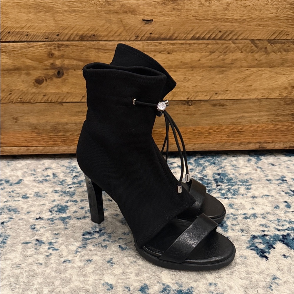 DKNY Black Heeled Boots with Open-Toe